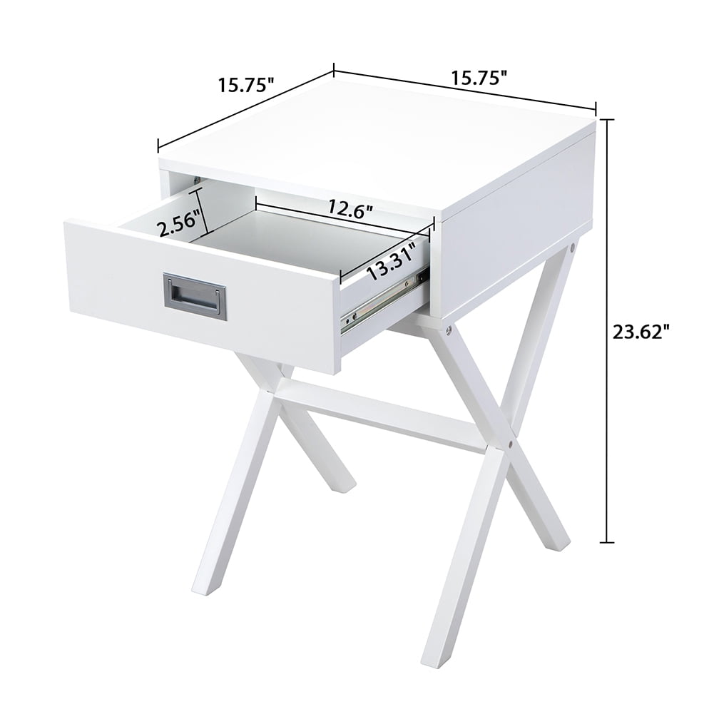 Kadyn Modern Nightstands,Side/End/Coffee/Accent Table Storage Shelf X-Design Versatile Night Stand for Living Room Bedroom Furniture, White-2PCS