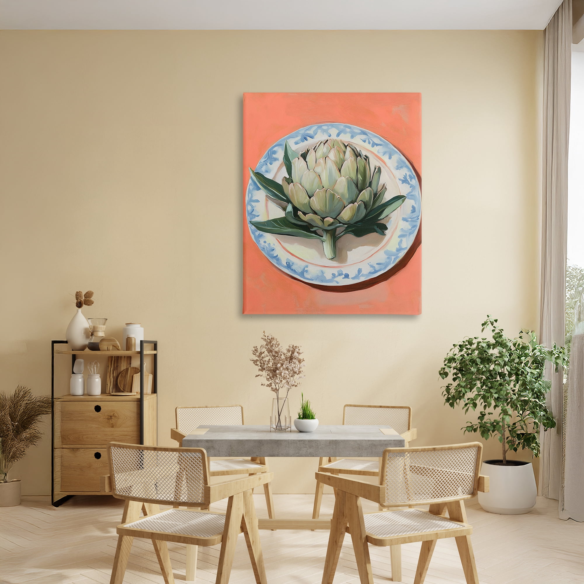 Stupell Industries Retro Artichoke over Orange Canvas Wall Art, design by The Prints Vibe