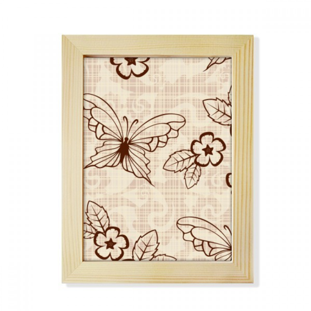 Vintage Simple Brown with Flowers Desktop Adorn Photo Frame Display Art Painting Wooden