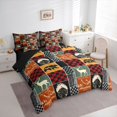 thumbnail image 3 of Homewish Jungle Adventure Kids Twin Bedding Sets 7-Piece, Red Orange Patchwork Bedding Comforter Set, Rustic Bear Deer Reversible Sheet Sets, Ultra Soft Bedroom Decor, 3 of 7