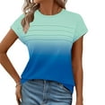 thumbnail image 3 of Annhoo Womens Tops Casual Short Sleeve Multicolor Tunic Blouse Striped Crew Neck Summer Dressy Clothes Basic T-Shirts, 3 of 8