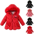 thumbnail image 5 of ZACPNCV Parkas for Girl's Winter Coat Jacket Hooded Kids Toddler Solid Color Parka Outwear Warm Cotton Puffer Hooded Jacket Red, 5 of 5