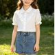 thumbnail image 3 of Odeerbi Camisa de Vestido de Algodón de Las Niñas Flor Bordado de Manga Corta Uniforme de La Escuela Con Bolsillo, 3 of 9