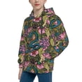 thumbnail image 2 of Salouo Snake And Flower Pattern Hoodie Sweatshirt for Youth, Fall Pullover Hoodie Sweatshirt Long-Sleeve Pullover Hooded Sweatshirt-Medium, 2 of 6