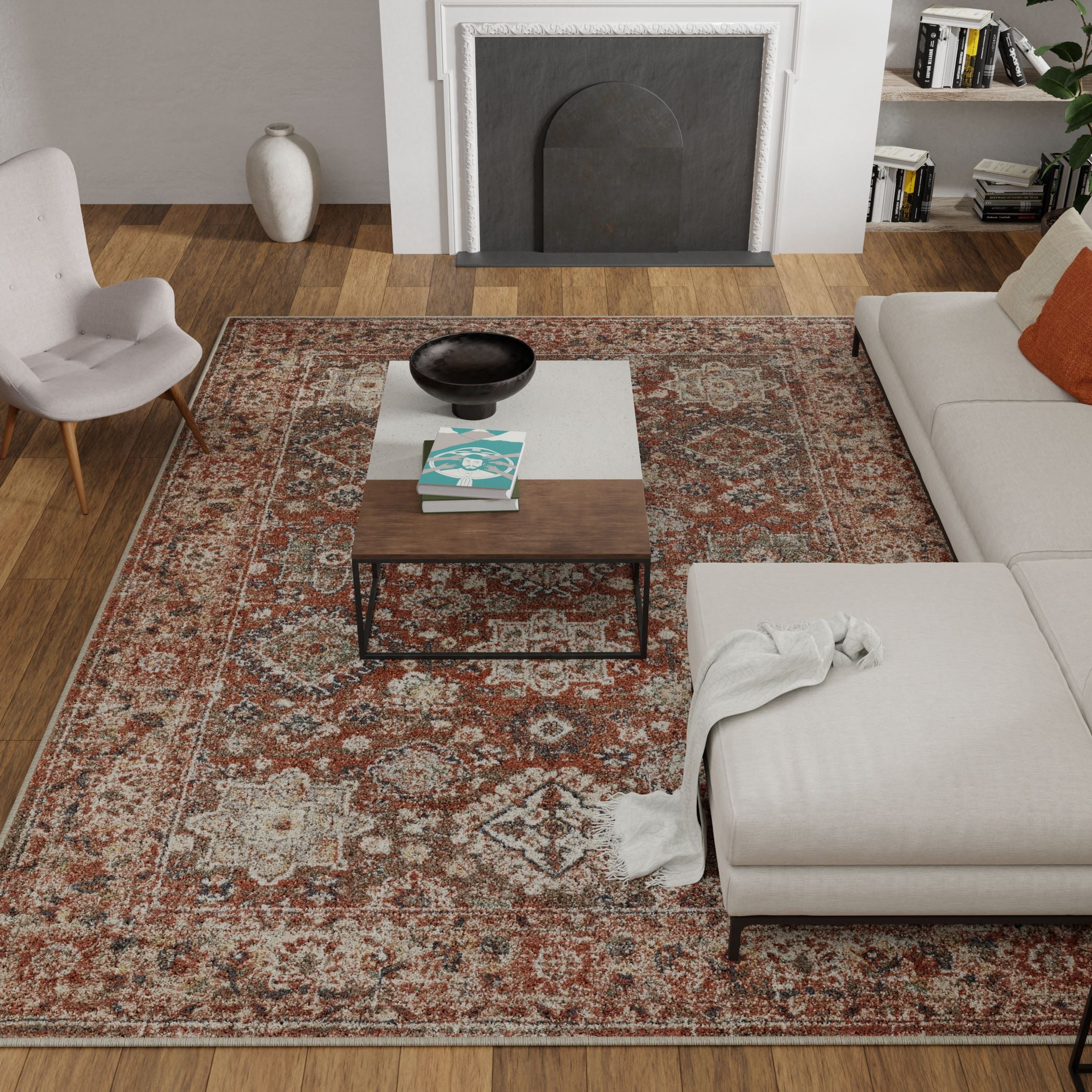 Loomaknoti Malanie Cortni 6' x 9' Red Oriental Indoor Area Rug