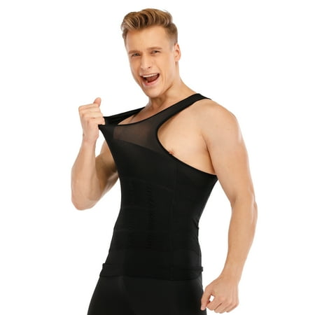 

Mens Slimming Body Shaper Vests Waist Cincher Shirt Abs Abdomen Shirt Tummy Control Vest