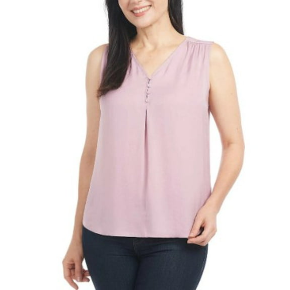 Hilary Radley Ladies' Size XS (0-2) Sleeveless Blouse, Soft Plum (Purple)