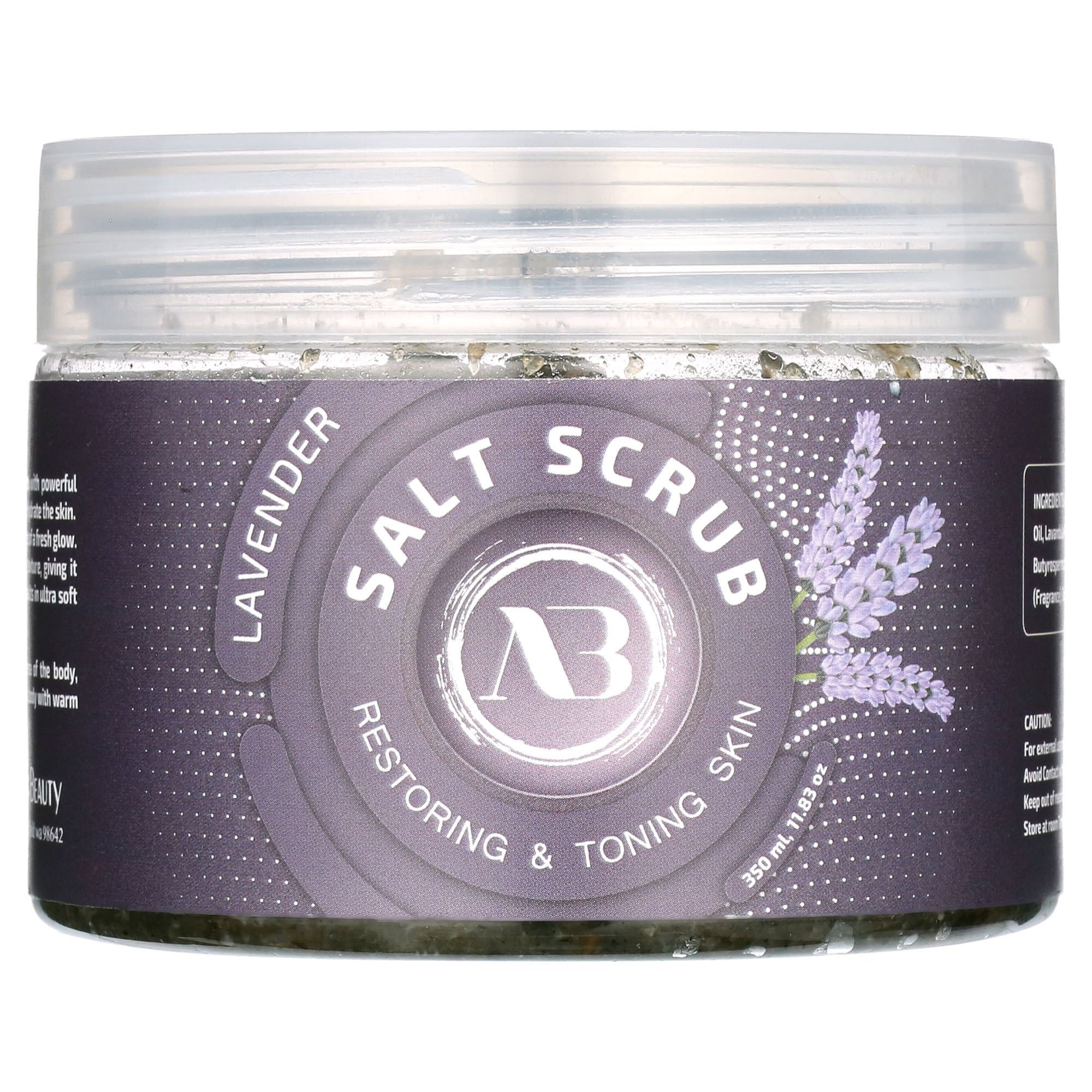 Amira Beauty Lavender Dead Sea Salt Exfoliating Body Scrub - Reduces Stretch Marks, Cellulite 12 oz
