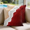thumbnail image 2 of 26x26 Pillow Covers Set of 2, Red Coastal Beach Square Throw Pillow Covers for Couch/Sofa/Living Room, Farmhouse Abstract Ocean Waves Striped Decorative Soft Pillowcases for Couch Throw Pillows, 2 of 9