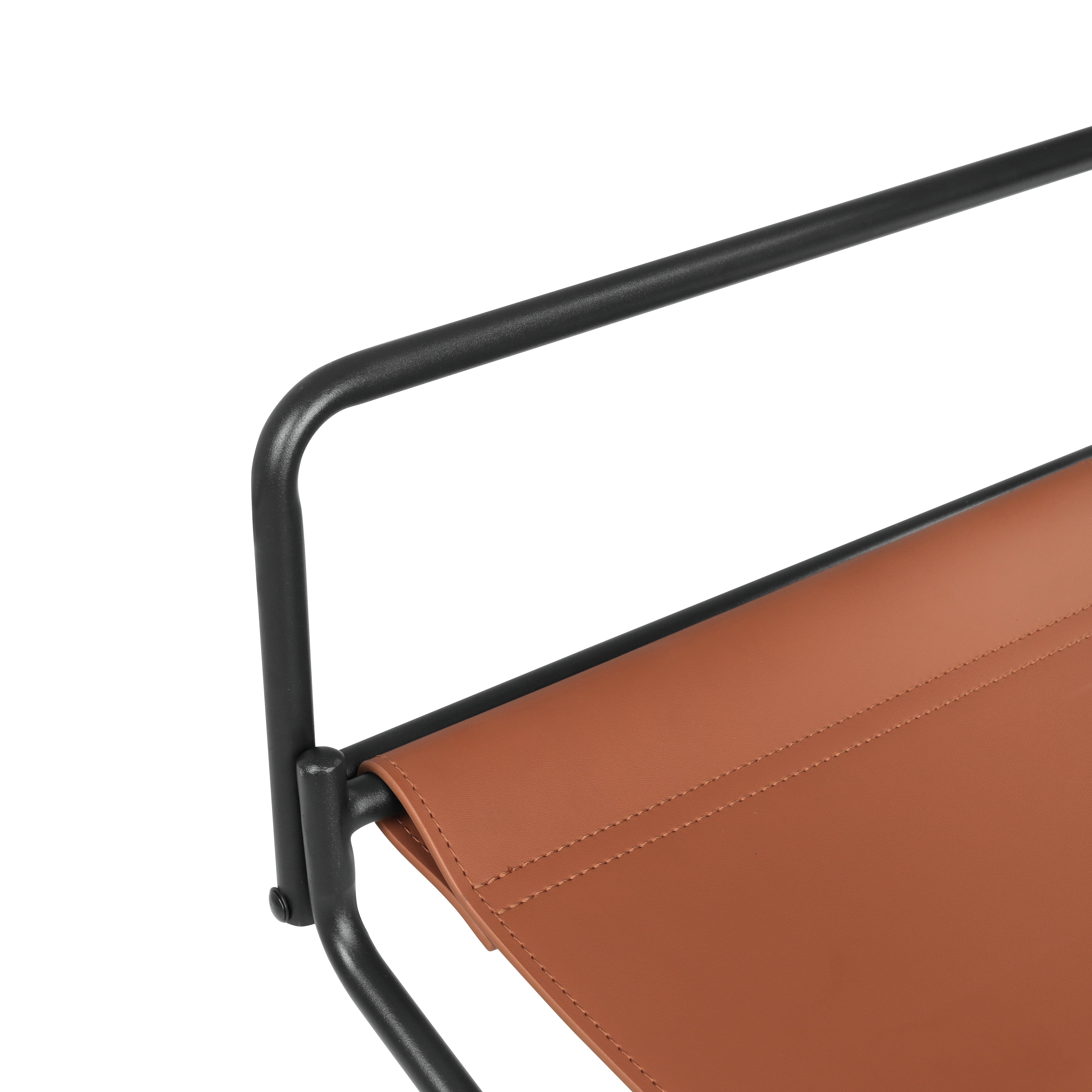 21-Inch Leather Director's Folding Camping Chair with Cup Holder and Backrest, Heavy Duty Outdoor Chair and Portable Seat for Fishing Lawn Sports, Brown
