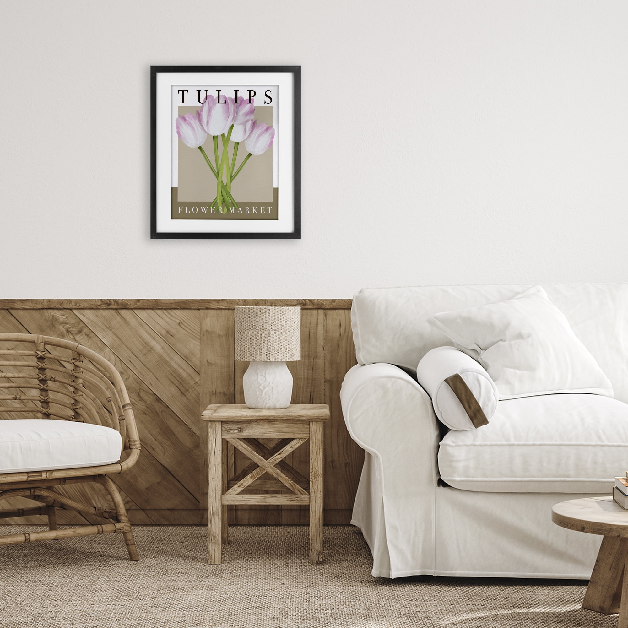Stupell Industries Tulips Flower Market Black Framed Print Under Glass, design by Jennifer Stith