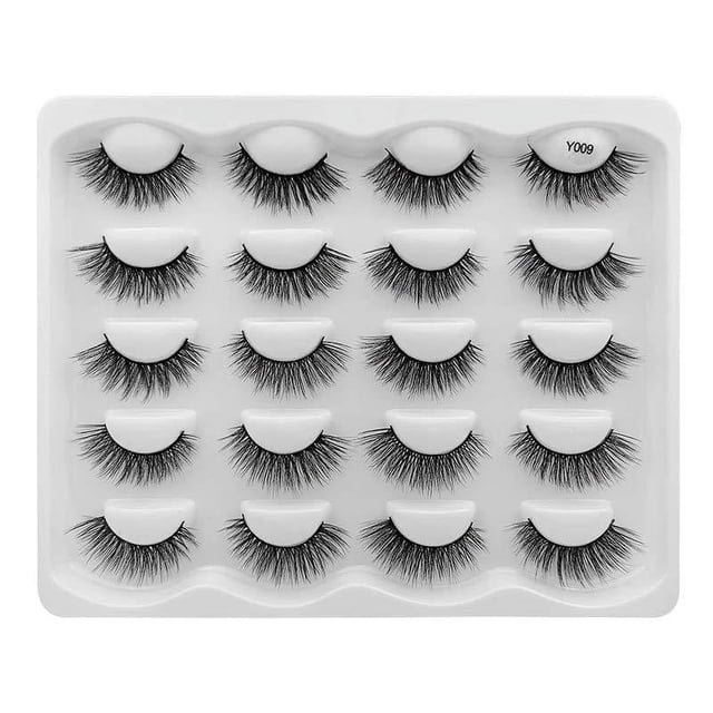 Pestañas hechas a mano 10 pares de pestañas postizas de pelo de visón de imitación 3D naturales largas