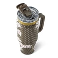 thumbnail image 2 of Thyme & Table 32oz Stainless Steel Luna Tumbler with Handle and Dual Straw Lid, Mocha Floral, 2 of 4