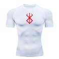 thumbnail image 4 of Camiseta de verano para correr para hombre, camiseta de compresión de manga corta, camiseta deportiva para gimnasio, ropa deportiva transpirable de secado rápido blanca y negra para MMA, 4 of 5