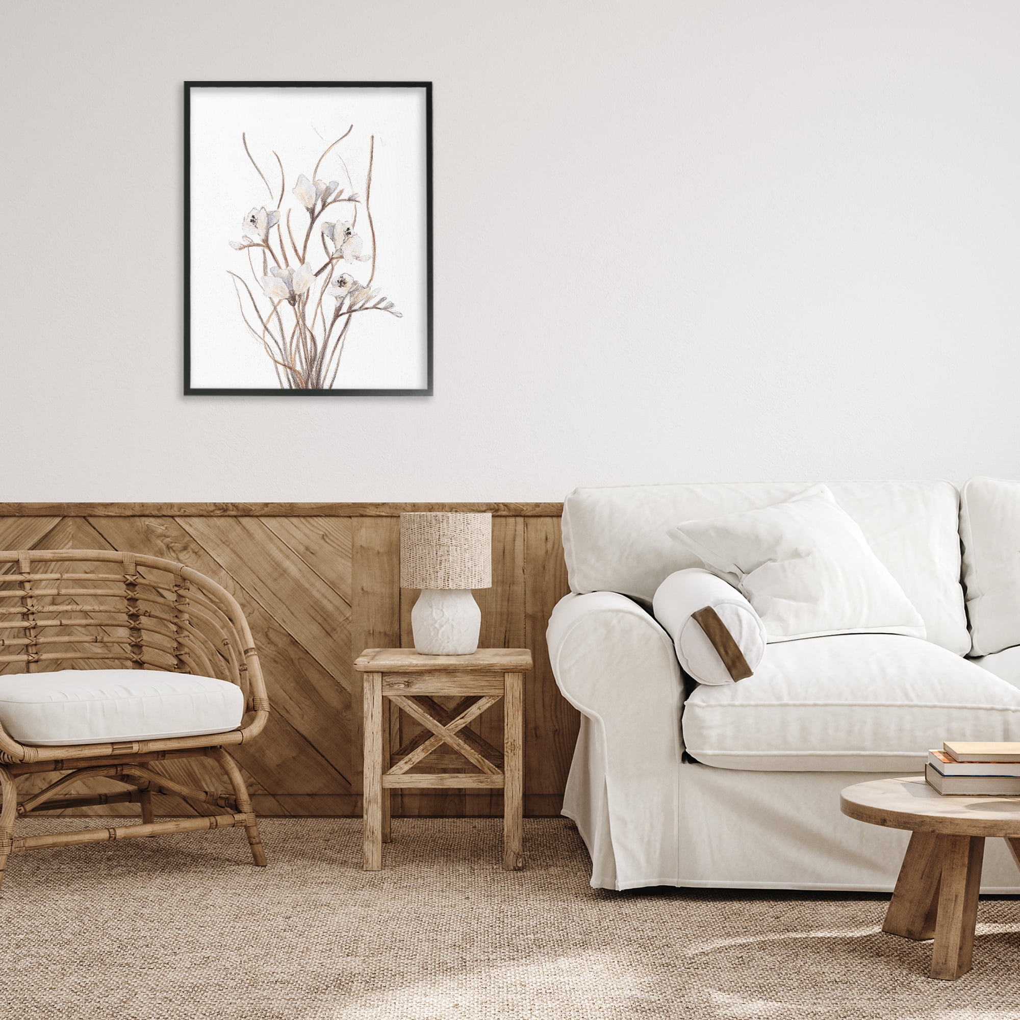 Stupell Industries Curly Branches on White Black Framed Giclee Art, design by Lanie Loreth