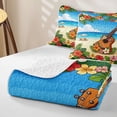 thumbnail image 4 of Castle Fairy Floral Ukulele Beach Bed Spread Queen,Hibiscus Palm Summer Coastal Graphic Queen Coverlet Set,Orange Blue, 4 of 7