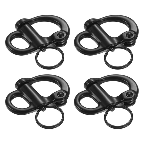 4Pcs 2" Quick Release Shackle 316 Stainless Steel Fixed Bail Snap Shackle, Black