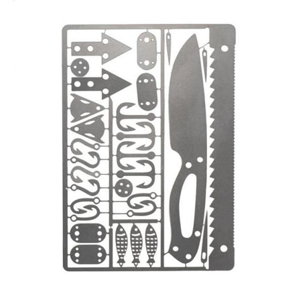 Tarjeta de gancho de pesca de supervivencia EDC al aire libre, tarjetas de herramientas portátiles para acampar y senderismo