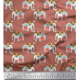 thumbnail image 1 of Soimoi Georgette Viscose Fabric Hut & Jack Russell Terrier Dog Print Sewing Fabric Yard 42 Inch Wide, 1 of 1