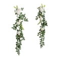 thumbnail image 1 of 2 piezas PEW flores silla de iglesia conjunto de flores respaldo de silla flores artificiales florales eucalipto para fiesta aniversario, 1 of 9