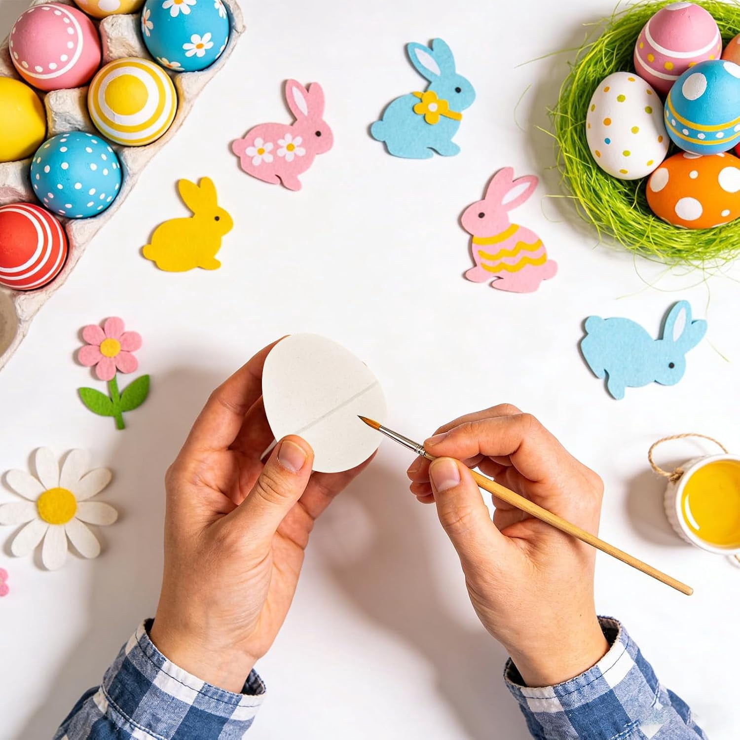 48 Pcs DIY Paper Mache Easter Eggs,3.2"x2.2"Durable Easter Eggs Empty,Cardboard Easter Eggs,Paint Your Own Paper Mache Eggs for Easter Party Gifts Basket Filler (White)
