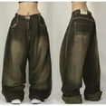 thumbnail image 5 of Pantalones vaqueros holgados con estampado de hip hop americano para mujer, estilo Y2K, estilo Harajuku, punk, retro, informal, gótico, de cintura alta, con pierna ancha, ropa de calle, 5 of 5
