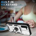 thumbnail image 5 of Allytech Cover for Samsung Galaxy S22 Case with Slide Camera Cover, Hard PC Back & Soft Bumper Drop Proof Lens Protection Ring Holder Kickstand Case for Galaxy S22 5G 6.1" 2022, White, 5 of 9