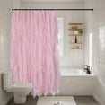thumbnail image 5 of Pink Ruffle Shower Curtains for Bathroom Farmhouse Sheer Shower Curtain, 72 x 72 Inches, 5 of 5