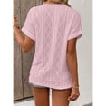 thumbnail image 5 of T Shirts For Women Pink Womens Tops Fashion V Neck With Mesh Cut Out Short Sleeved Elegan Casual Pullover Daily Comfortable Summer Tops, 5 of 7