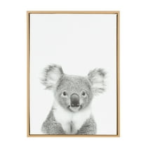 Kate and Laurel Sylvie Koala Black and White Animal Portrait Framed Canvas Wall Art, 23x33 Natural