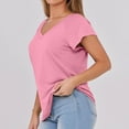 thumbnail image 5 of Liquidation! Hauts Grande Taille pour Femmes, Blouse à Manches Courtes d'Été pour Femmes, Blouse Décontractée à Manches Courtes Unie Col en V pour Femmes, 5 of 5