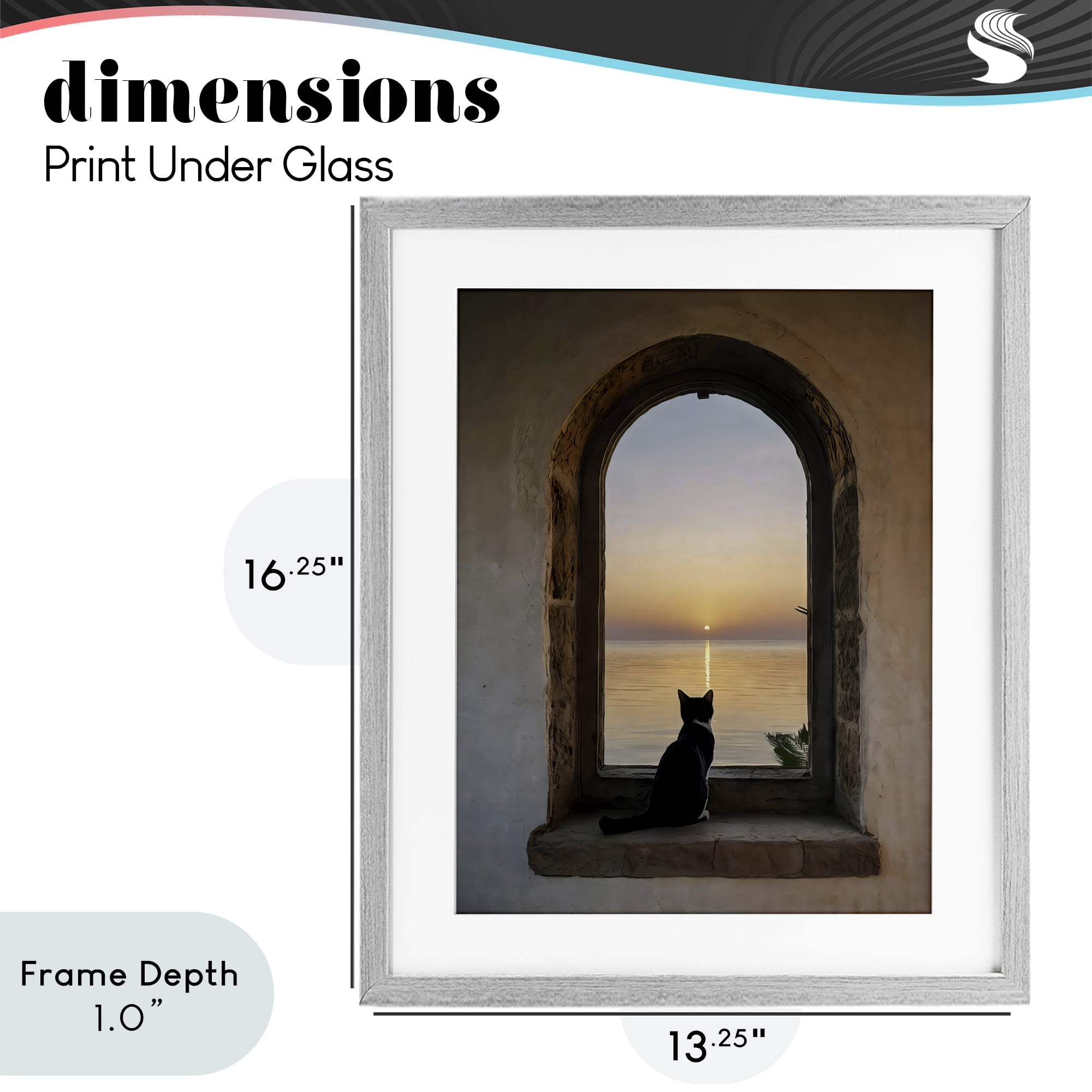 Stupell Industries Cat Overlooking Water at Sunset Gray Framed Print Under Glass, design by Creative Studio
