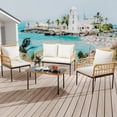 thumbnail image 5 of EastVita 4 Pieces Outdoor Patio Furniture Set with Table All-Weather Boho Wicker Rattan Patio Sectional L-Shaped Sofa Metal Frame Detachable Cushions for Patio Balcony Backyard Deck Beige, 5 of 8