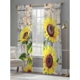 thumbnail image 4 of Sunflowers Sheer Curtains 84 Inch Length 2 Panels Set for Living Room/Bedroom, Botanical Floral Farmhouse Retro Wood Grain Curtain Sheers Drapes Rod Pocket Curtains Window Treatment Set 52''x84''x2, 4 of 7