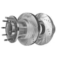 thumbnail image 4 of Detroit Axle - 4pc 14.29" inch (363mm) Front Brake Kit for Ford F-350 Super Duty [RWD], Drilled and Slotted Disc Brake Rotors Ceramic Brakes Pads with Hardware, 4 of 8
