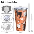 thumbnail image 4 of 16oz Tumblers Halloween Cats Pumpkins and Bats Stainless Steel Vacuum Insulated Double Wall Travel Tumbler Cups Mug with Lid and Straw,Cleaning Brush for Coffee,Tea, 4 of 4