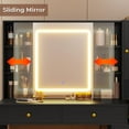 thumbnail image 6 of Vintage Vanity Desk with Sliding Mirror & 3-Layer Jewelry Box, Makeup Vanity with Lights & Charging Station, Makeup Desk with 5 Drawers & Shelves, Black, 6 of 7