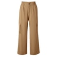 thumbnail image 3 of AherBiu Juniors Cargo Pants for Women Elastic Waisted Straight Leg Hiking Casual Loose Fitted Work Cargos with Multi Pockets(X-Large,Khaki), 3 of 6