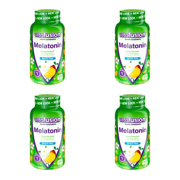 4 Pack Vitafusion Melatonin Gummy Supplement 3mg White Tea & Peach 140 Gummies