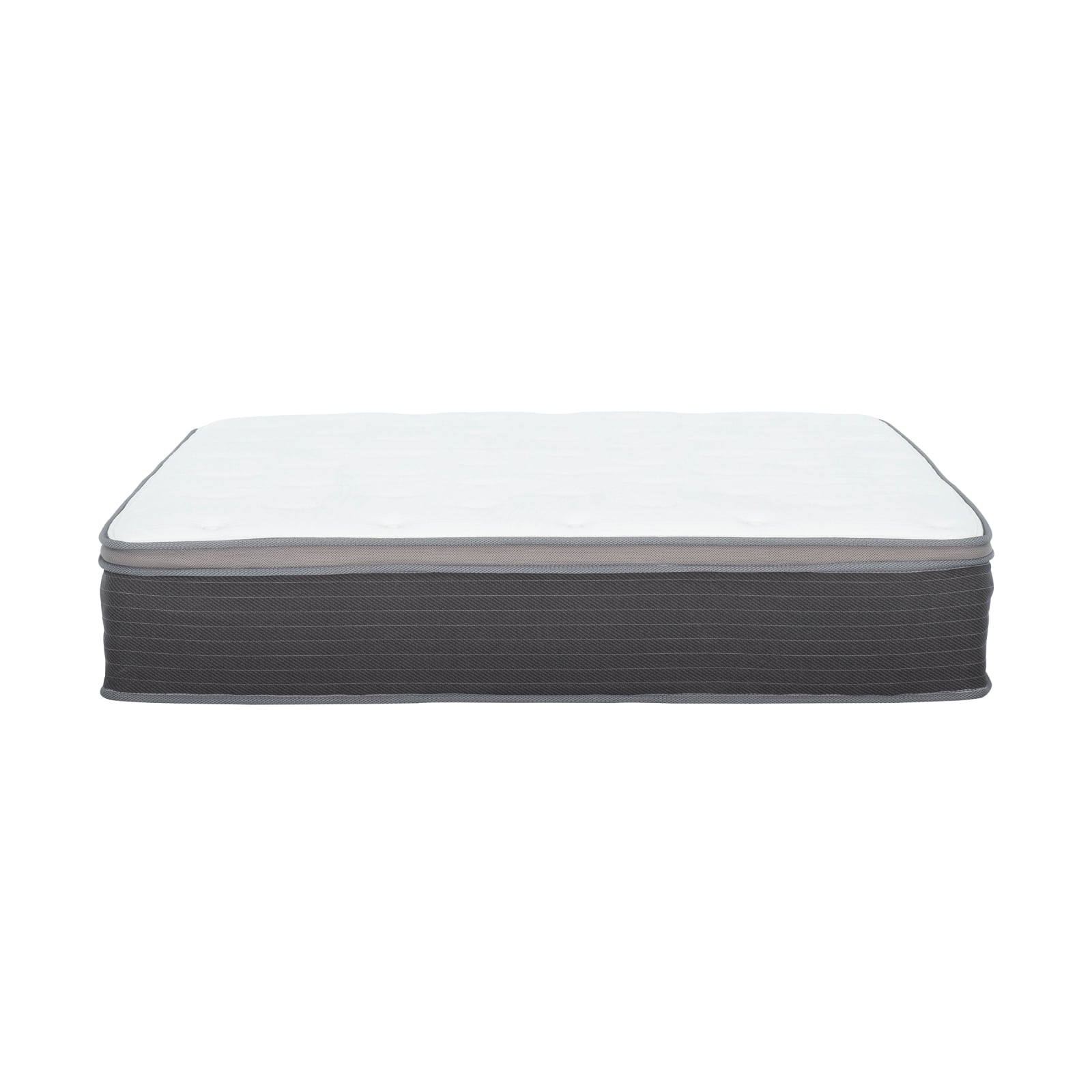 Miekor Furniture 12 in. King Size Pocket Spring Hybrid Mattress Bed in a Box, Plush Euro Top Gel Memory Foam Mattress, White/Gray 90662
