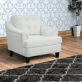 thumbnail image 6 of Benzara BM196652 Faux Leather Upholstered Wooden Chair with Tufted Cushioning & Wooden Feet, White & Black, 6 of 6