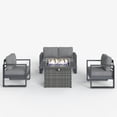 thumbnail image 2 of LayinSun 4 Piece Hight Back Aluminum Outdoor Furniture Set with Fire Pit Table, Modern Patio Conversation Sets, 2 of 7