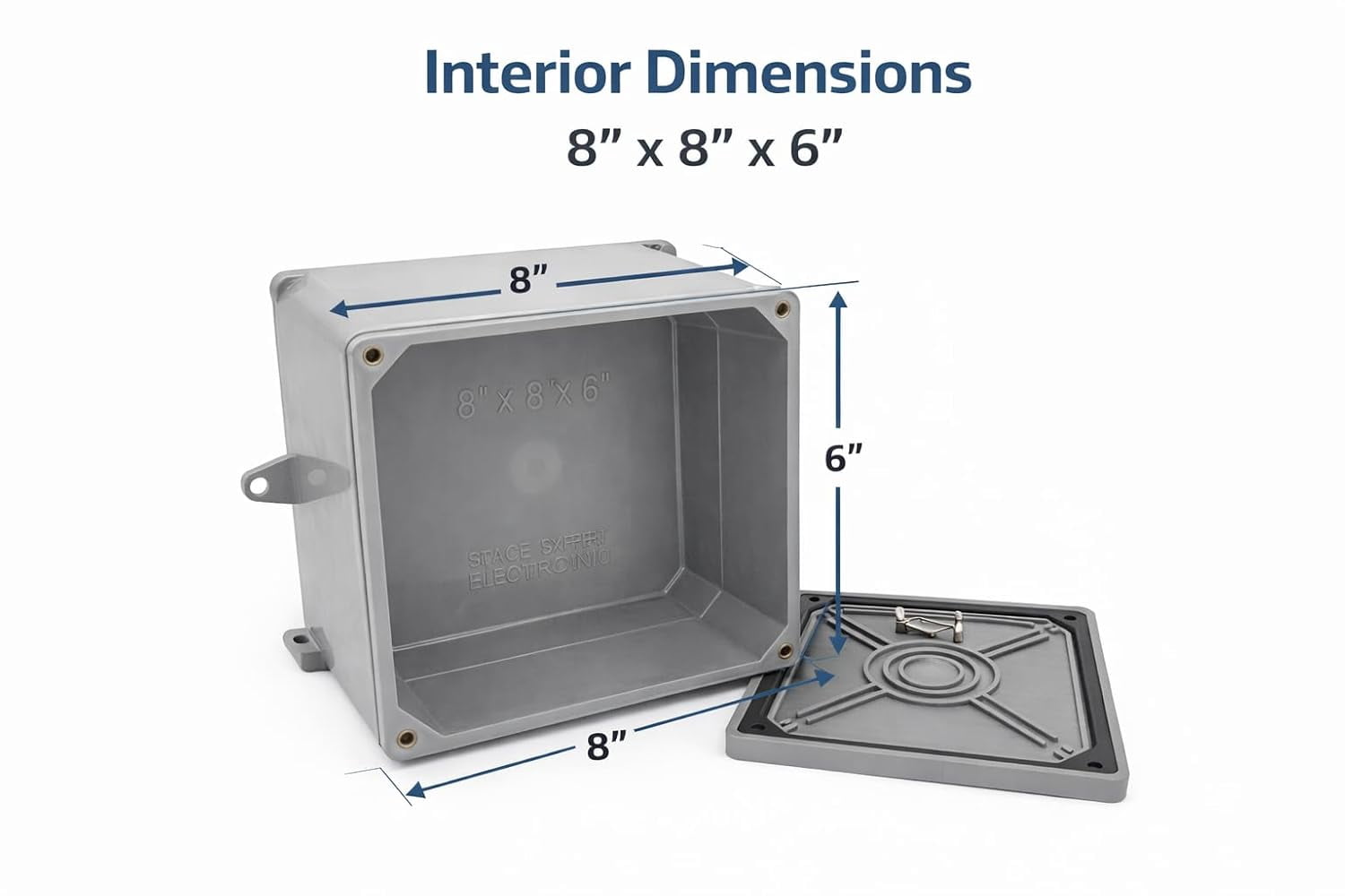DJC Supply Non-Metallic Underground Terminal Junction Box – Gray, Watertight Seal – PJB Plastic/Fiberglass Blend 1 Pack, 8" x 8" x 6"