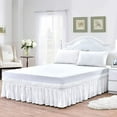 thumbnail image 3 of Bed Skirt Wrap Around 18" Drop, Fully Elastic Dust Ruffle, Extra Soft and Luxury, Fade Resistant, Machine Washable Luxurious Fabric, Full Size - White Solid., 3 of 5