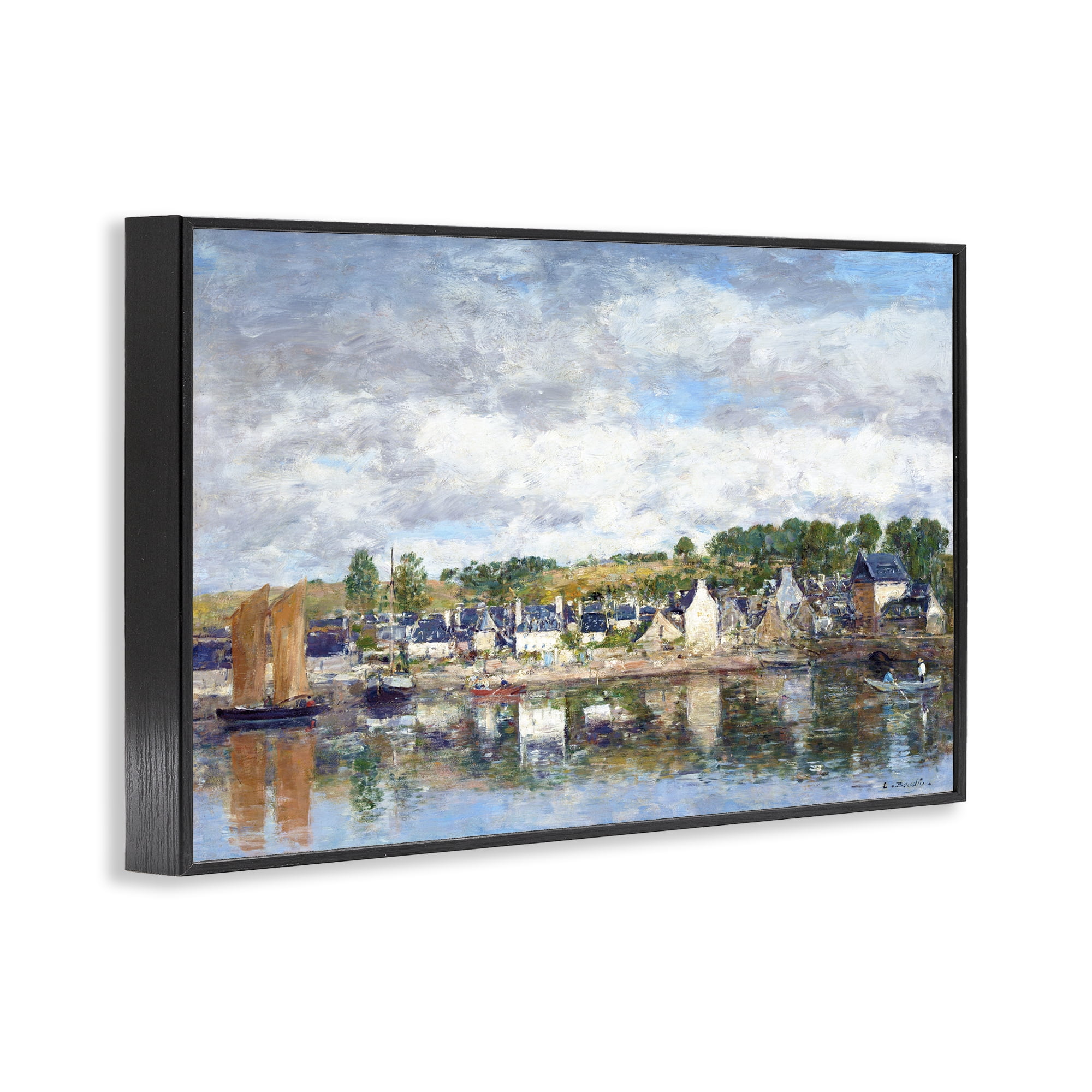Stupell Industries Village By A River Black Framed Giclee Art, design by Eugene Boudin