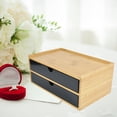 thumbnail image 4 of veasfak Textured Desktop Storage Drawer Bamboo solution Supplies Jewelry Makeup black black double layer, 4 of 8