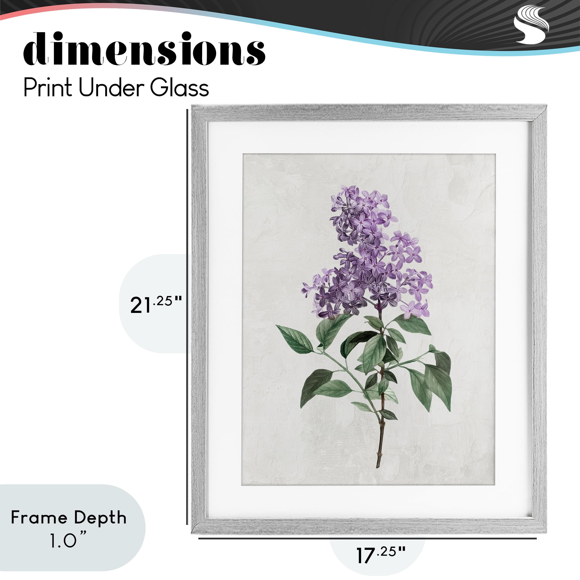 Stupell Industries Lilac Herb Blossoms Gray Framed Print Under Glass, design by Kim Allen