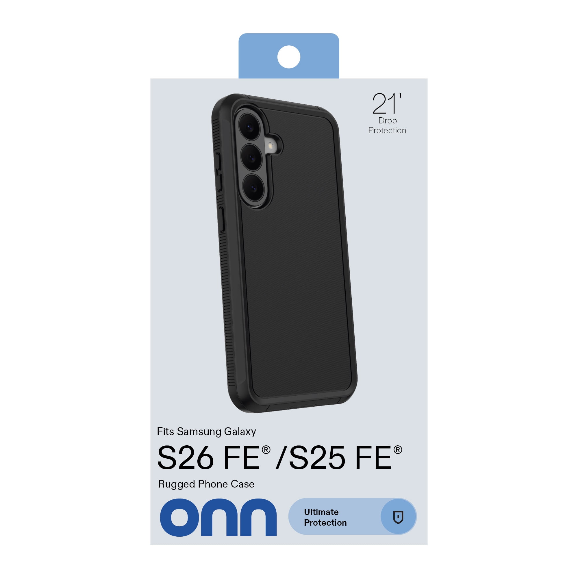 onn Rugged Phone Case for Samsung Galaxy S26 FE / S25 FE - Black