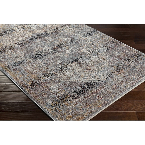 Hauteloom Kaynakkaya Living Room, Bedroom Area Rug - Traditional - Charcoal, Black, Dark Red - 2' x 3'3"