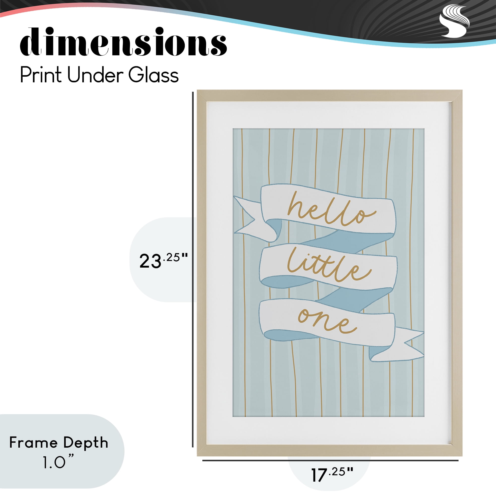 Stupell Industries Blue Hello Little One Birch Framed Print Under Glass, design by Amanda Houston
